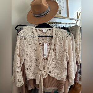 House of Harlow 1960 boho Beige Lace Cardigan